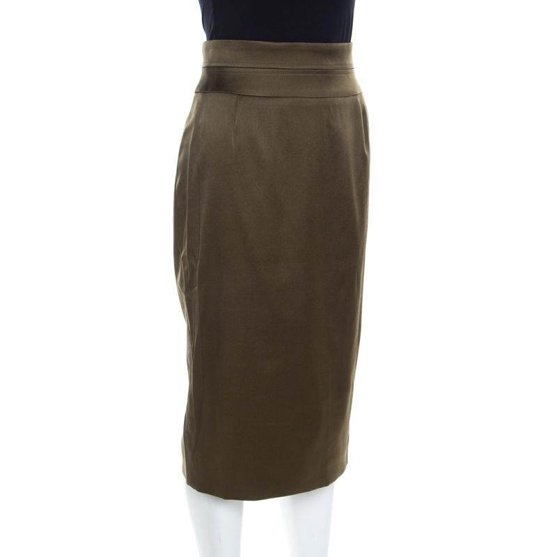 olive green pencil skirt