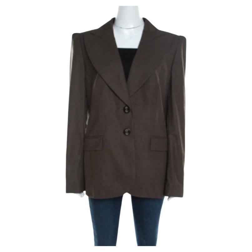 Escada - Blazer a due bottoni in lana e seta con trama verde oliva I.L.A.