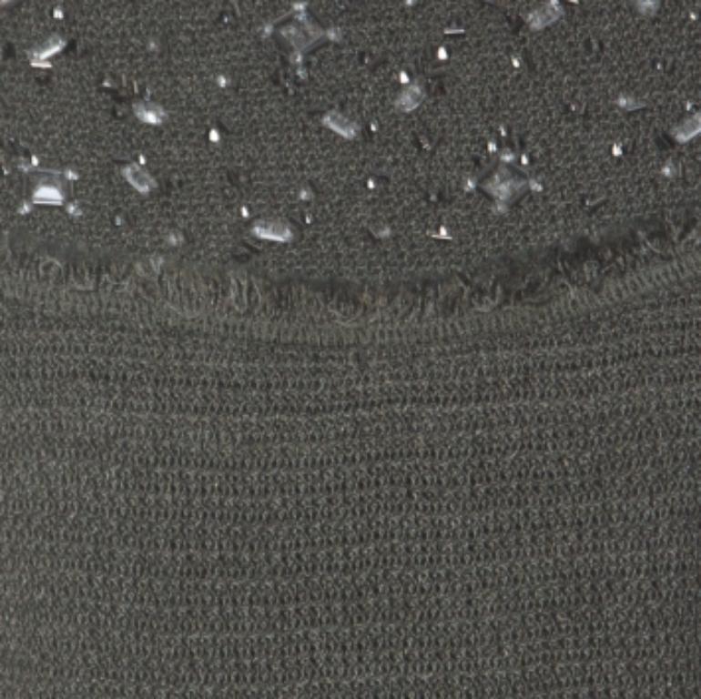 Escada Olive Green Tweed Embellished Delrose Sleeveless Dress M Bon état - En vente à Dubai, Al Qouz 2