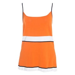 Escada Orange Striped Rib Knit Sleeveless Top XL