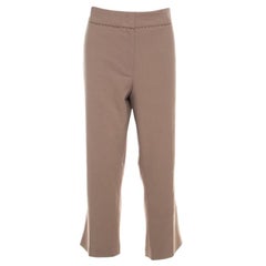 Escada Pampas Brown Stretch Cotton Waist Detail Cropped Tonikka Pants XL