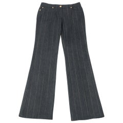 Escada Pant Jean Dark Wash Metallic Thread Pinstripe 38 / 8