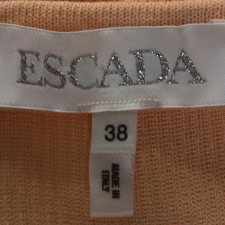 Escada Pfirsichfarbene Strickjacke mit gerippten Schultern und Knopfleiste vorne, M Damen im Angebot