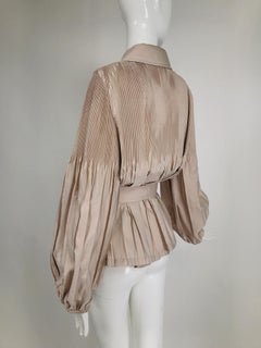 Escada Pinch Pleated Zip Front Belted Full Jacket For Sale at 1stDibs