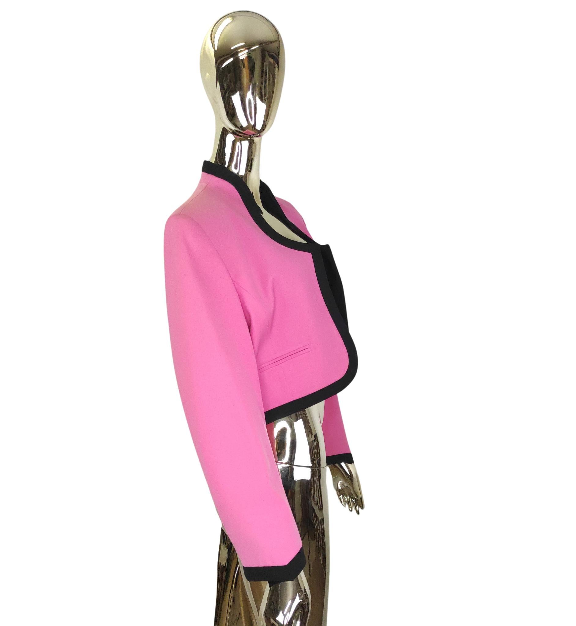 Pink Escada pink and black cropped blazer For Sale