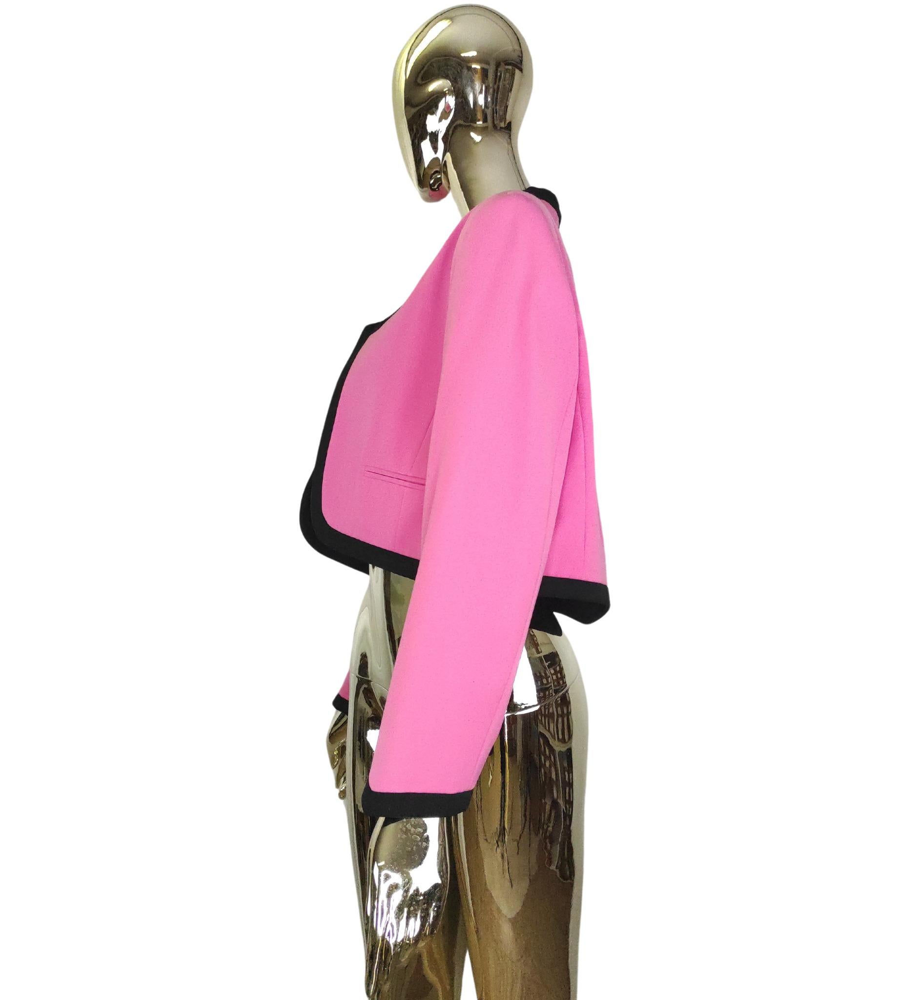 Escada pink and black cropped blazer In Good Condition For Sale In Milano, IT