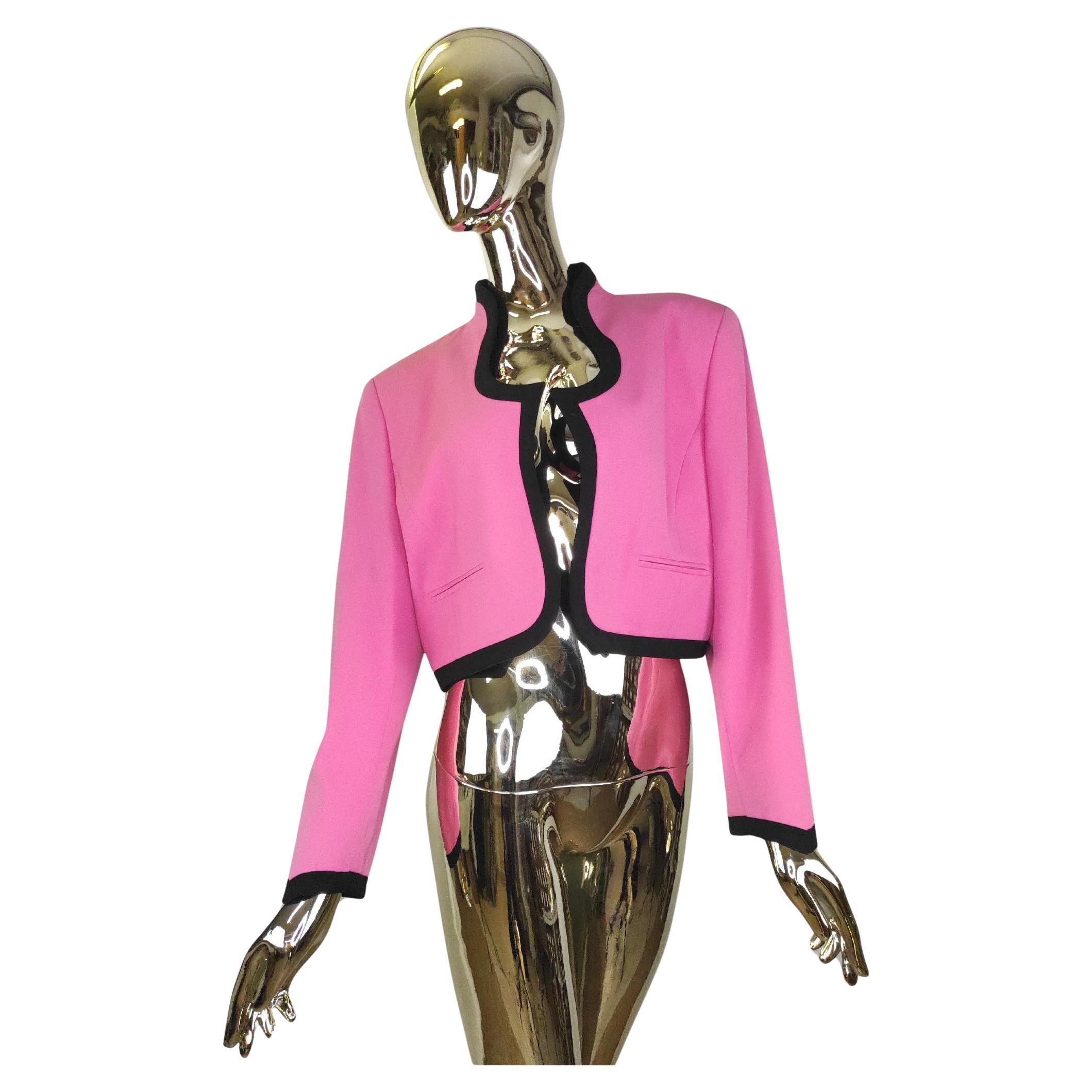 Escada pink and black cropped blazer For Sale