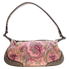 Escada Pink/Brown Printed Canvas and Leather Hobo