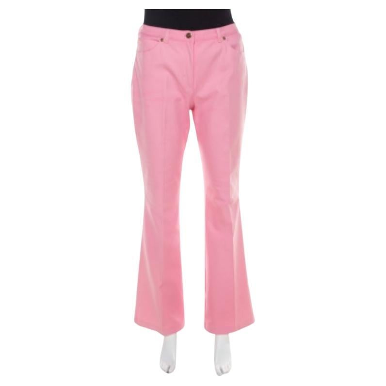 Escada Rosa Baumwoll-Denim-High Waist Schlagjeans M