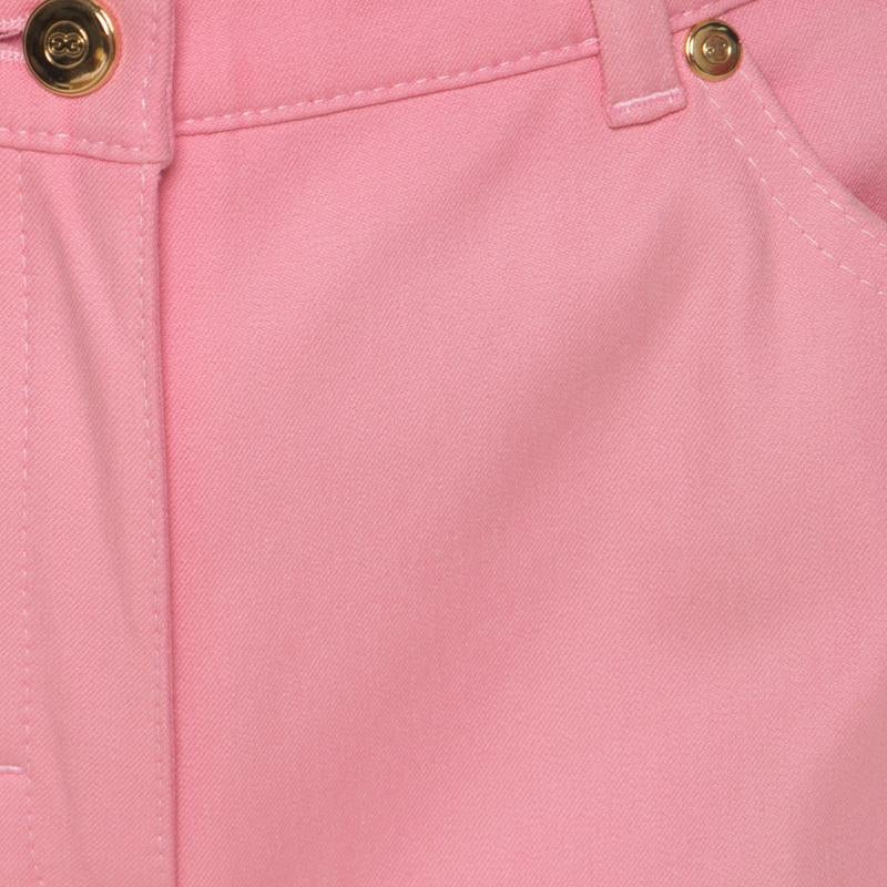 Women's Escada Pink Cotton Twill Denim High Waist Flared Jeans M