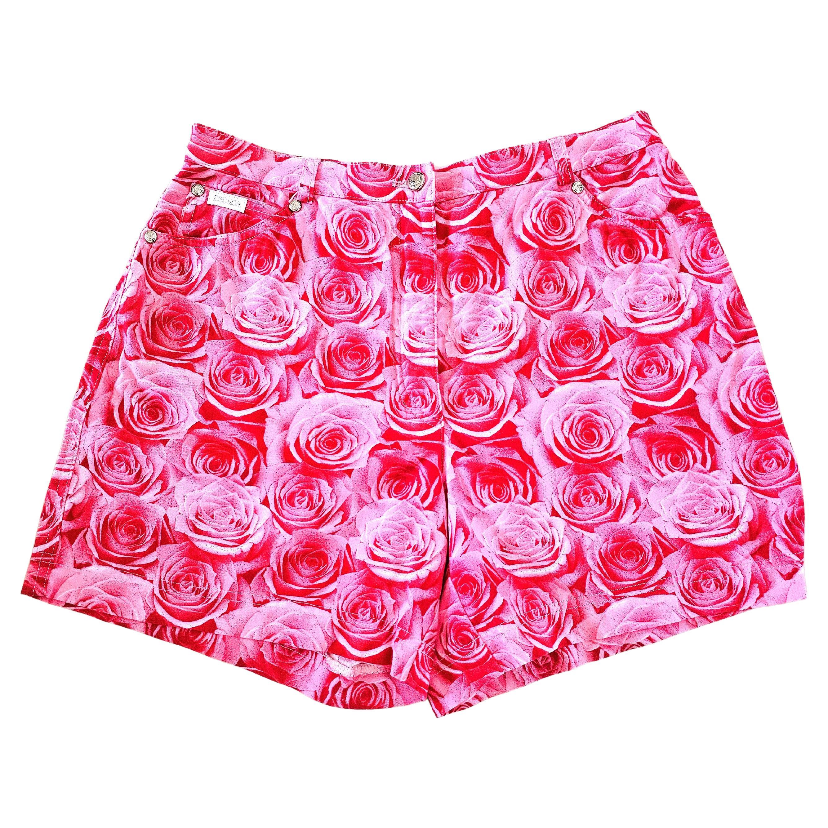 Escada Pink Floral High-wasted Floral Shorts 90s