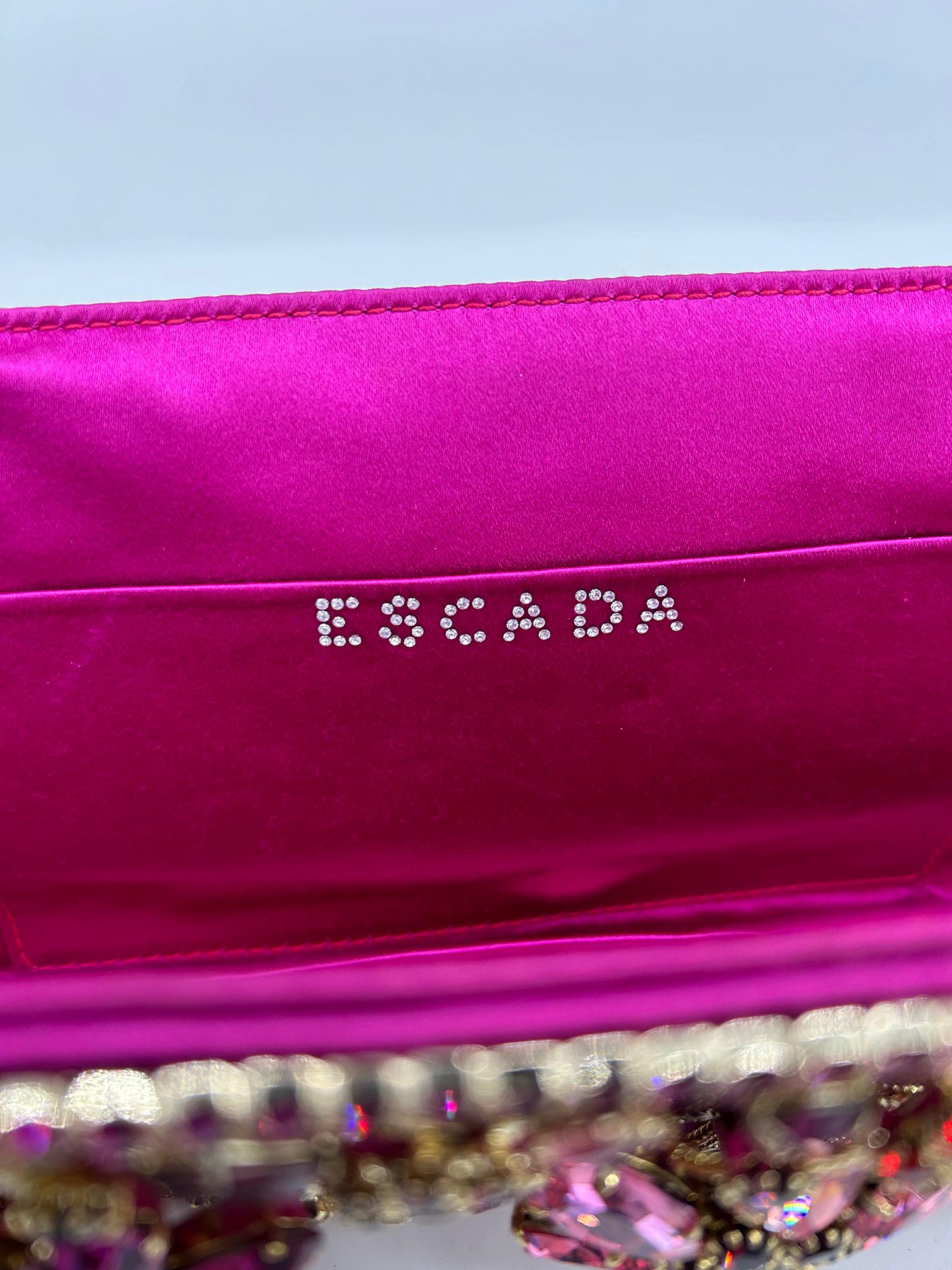 Escada Rosa Seide Juwelen Strass Pochette Clutch  im Angebot 8
