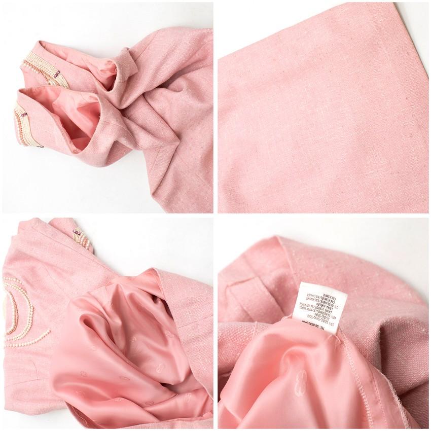 Escada Pink Tweed Faux Fur Embellished Dress & Jacket Suit US 6 4