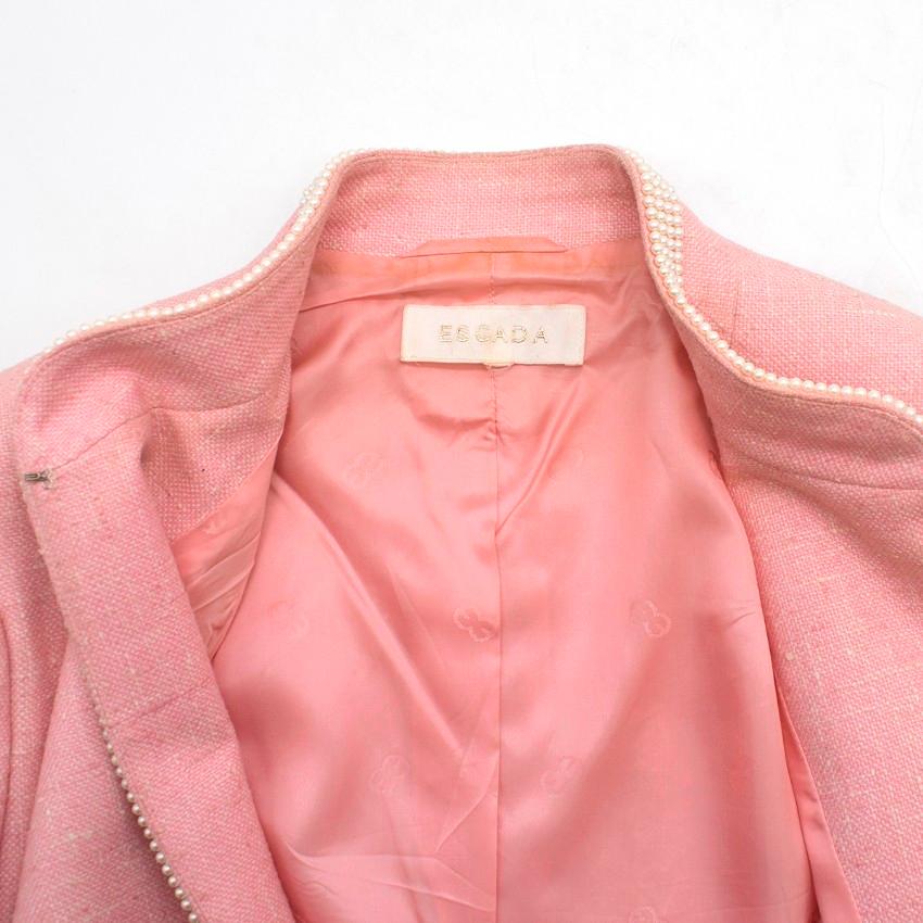 Escada Pink Tweed Faux Fur Embellished Dress & Jacket Suit US 6 In Good Condition In London, GB