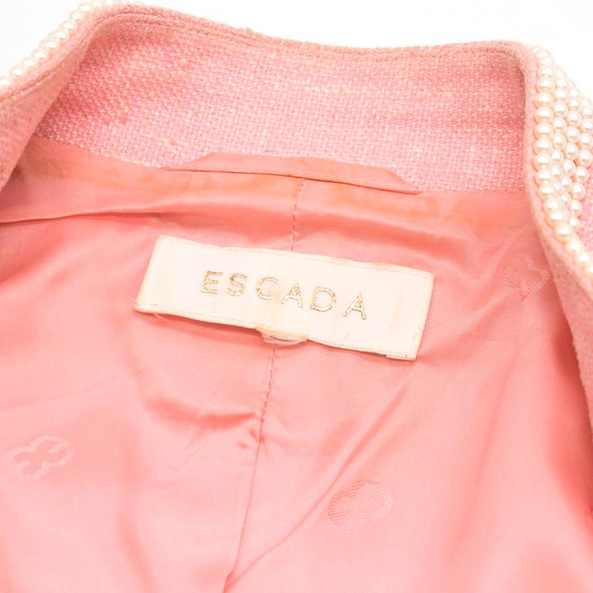 Women's Escada Pink Tweed Faux Fur Embellished Dress & Jacket Suit US 6