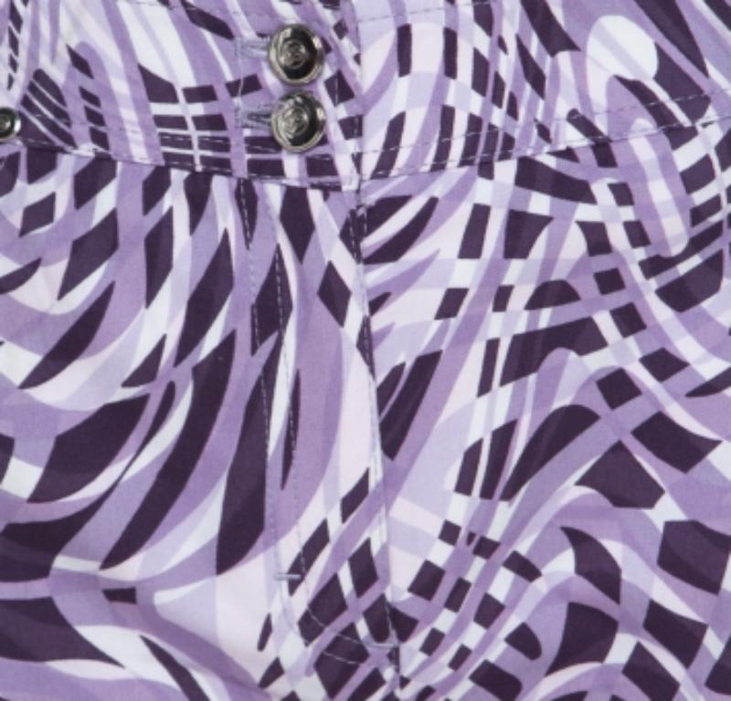 Donna Escada Pantaloni svasati in cotone con stampa astratta viola M in vendita