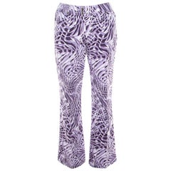 Escada Purple Abstract Print Cotton Flared Trousers M