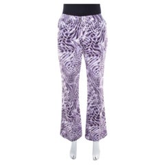 Escada Pantaloni svasati in cotone con stampa astratta viola M