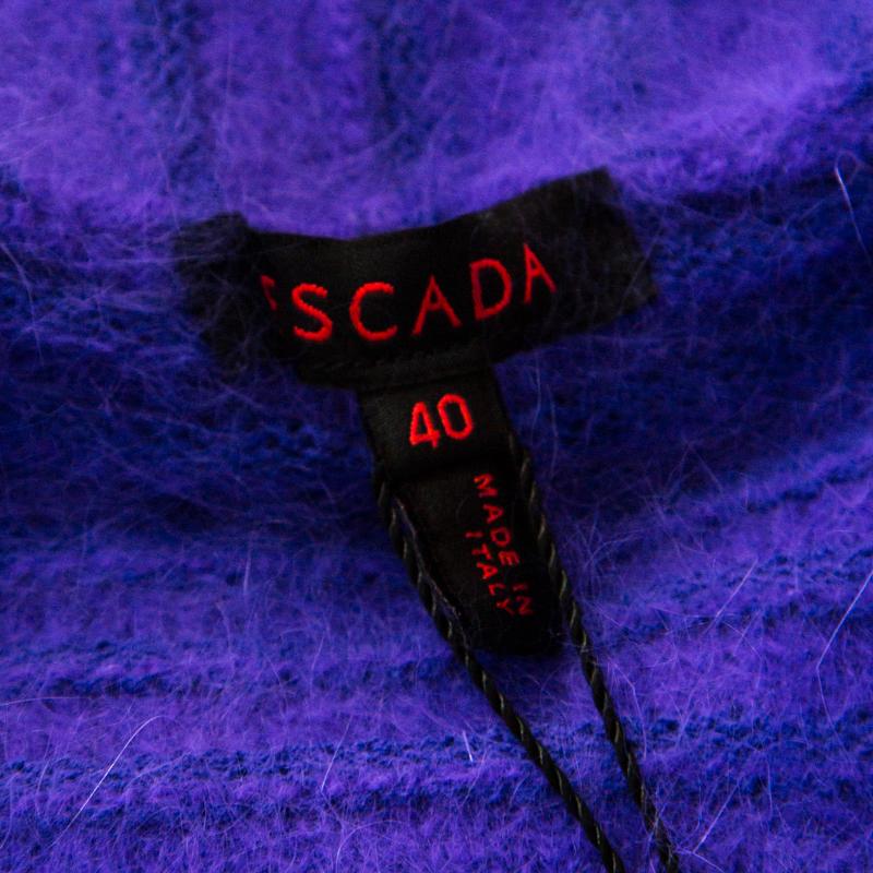 Women's Escada Purple Angora Blend Button Front Fuzzy Bolero L