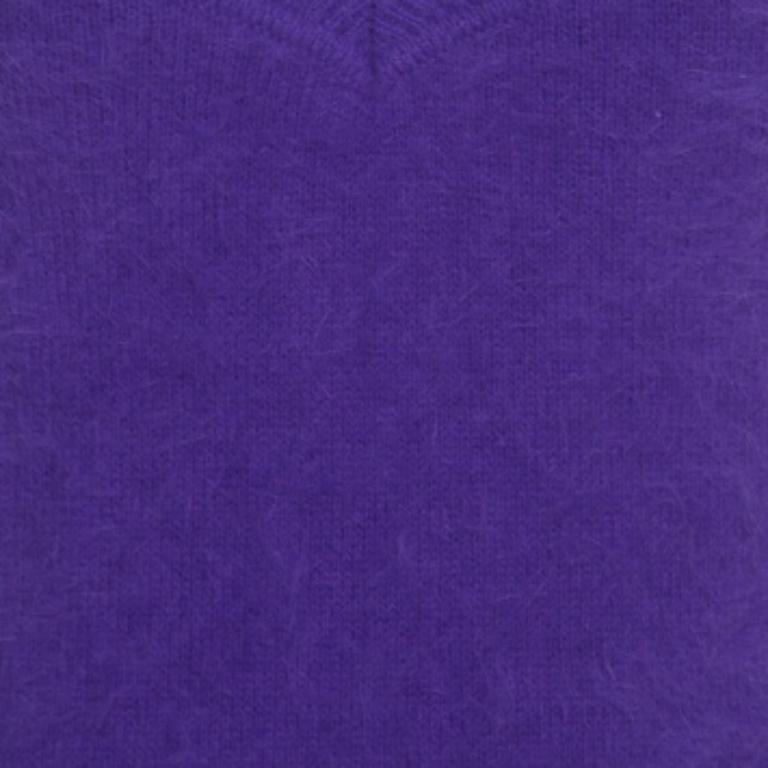Viola Escada Purple Angora Rib Knit Silk Lined Fuzzi Tank Top L in vendita