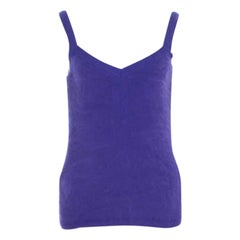 Escada Purple Angora Rib Knit Silk Lined Fuzzy Tank Top M