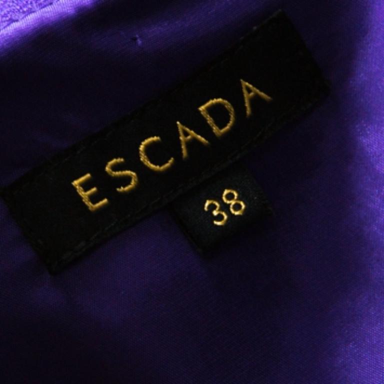 De las mujeres Escada Purple Crepe Pleated Bodice Detail Sleeveless Danicara Dress M en venta