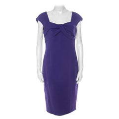 Escada Abito Danicara senza maniche in crepe viola con dettaglio corpetto plissettato M. I.