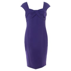 Escada Purple Crepe Pleated Bodice Detail Sleeveless Danicara Dress M
