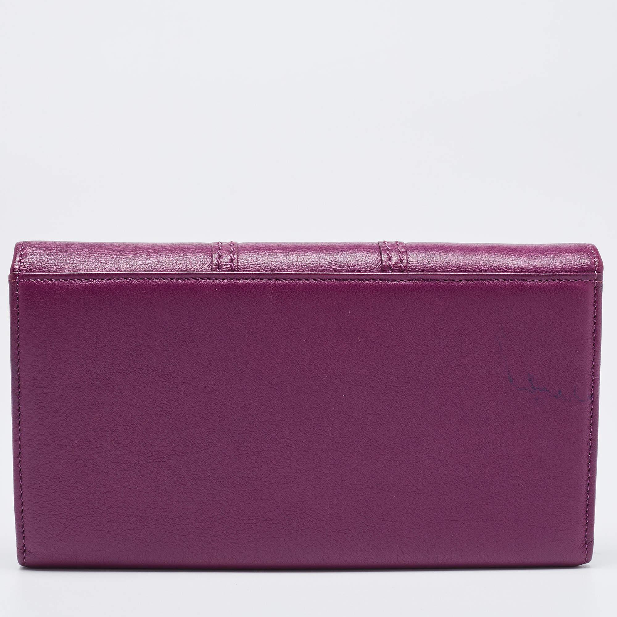 Escada Purple Leather Buckle Flap Clutch For Sale 1