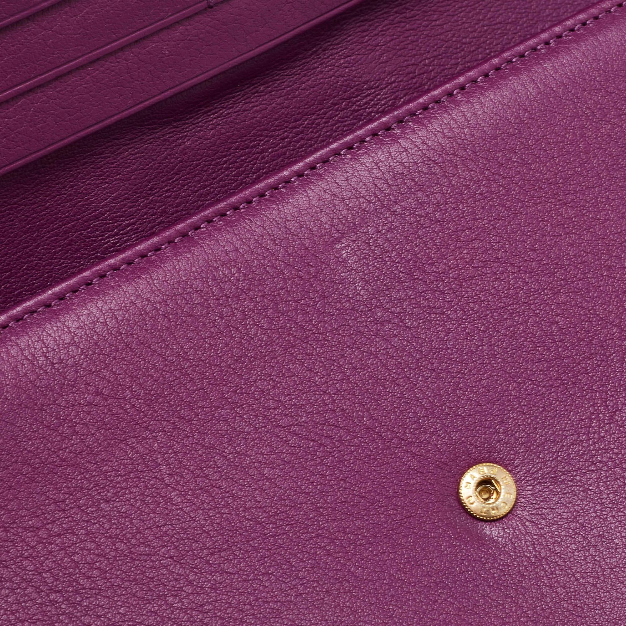 Escada Purple Leather Buckle Flap Clutch For Sale 3