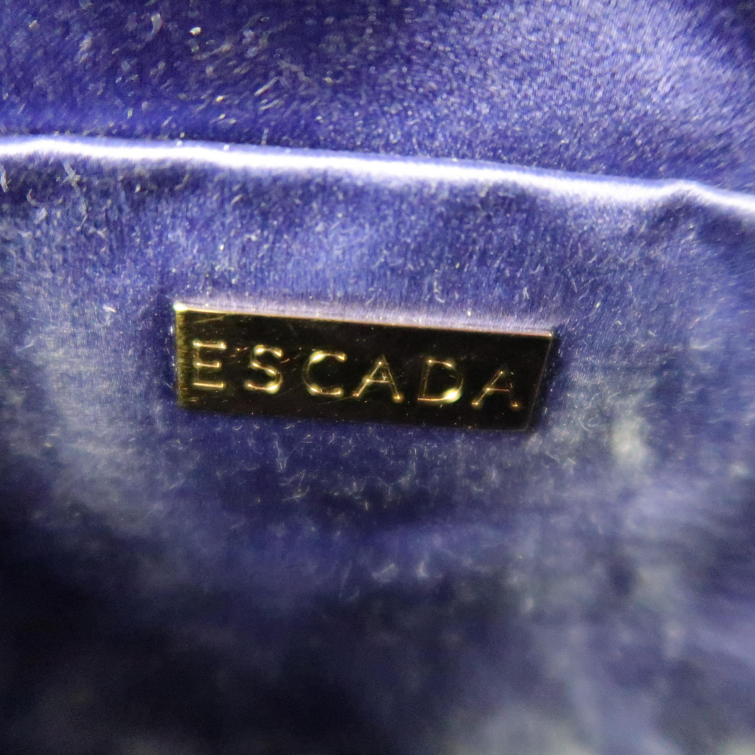 ESCADA Purple Pleated Silk Satin Gold Logo Evening Handbag 4