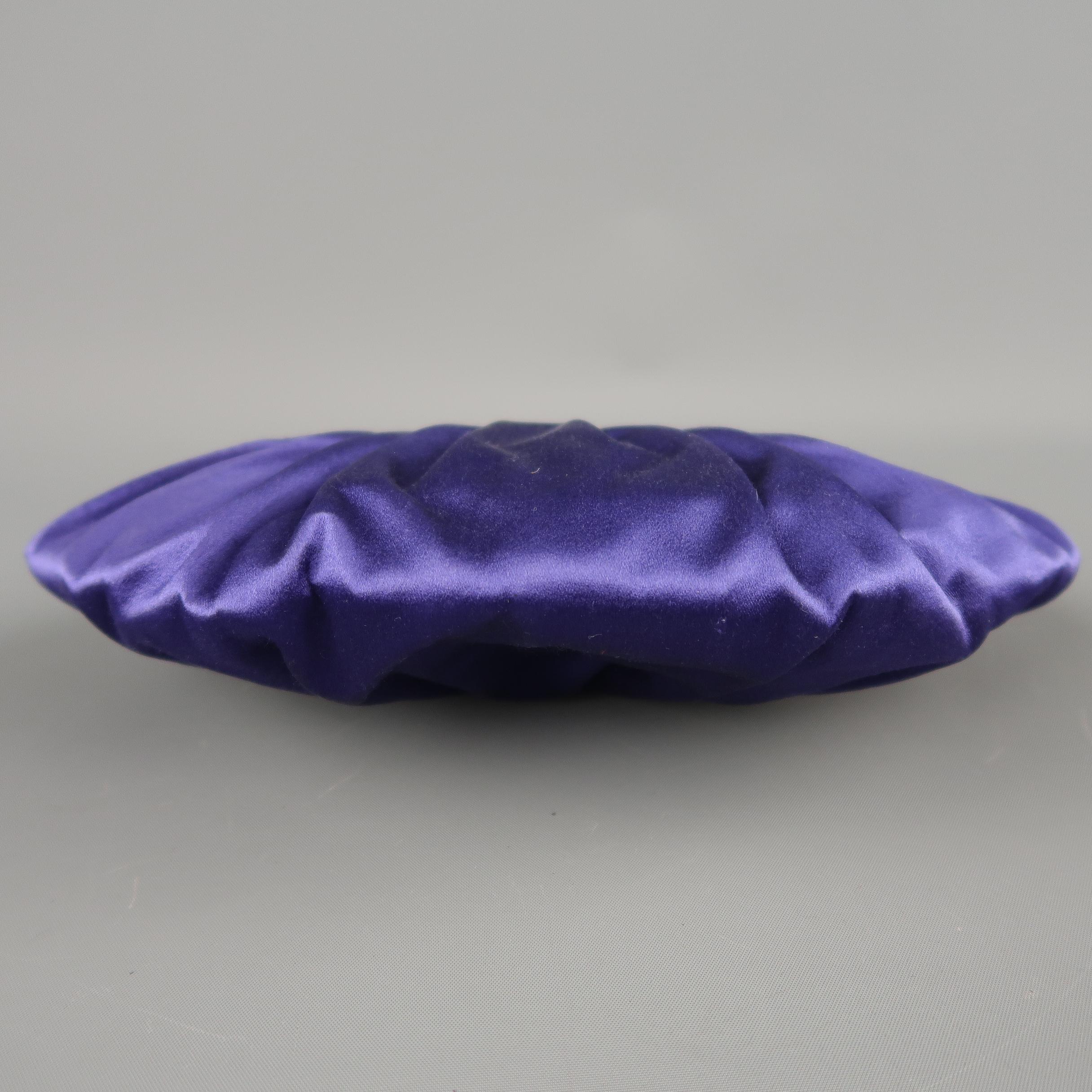 ESCADA Purple Pleated Silk Satin Gold Logo Evening Handbag 1
