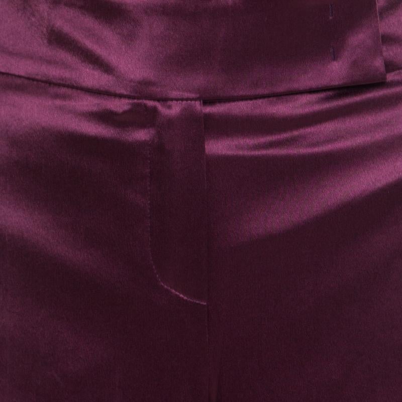 Escada Purple Silk Wide Leg Hose Trousers L 1