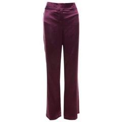 Escada Purple Silk Wide Leg Hose Trousers L