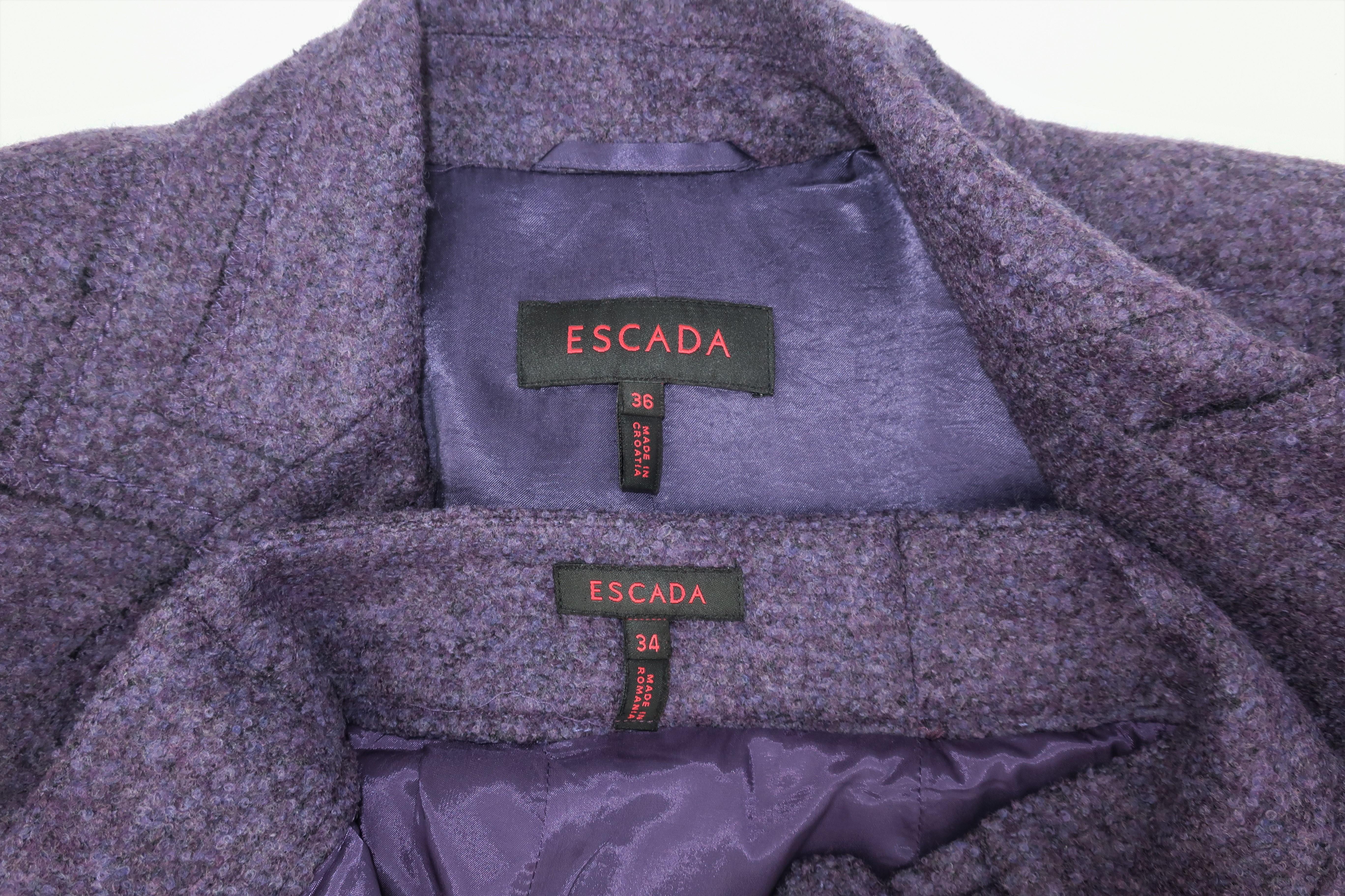 Escada Purple Wool Pant Suit With Glass Buttons 4