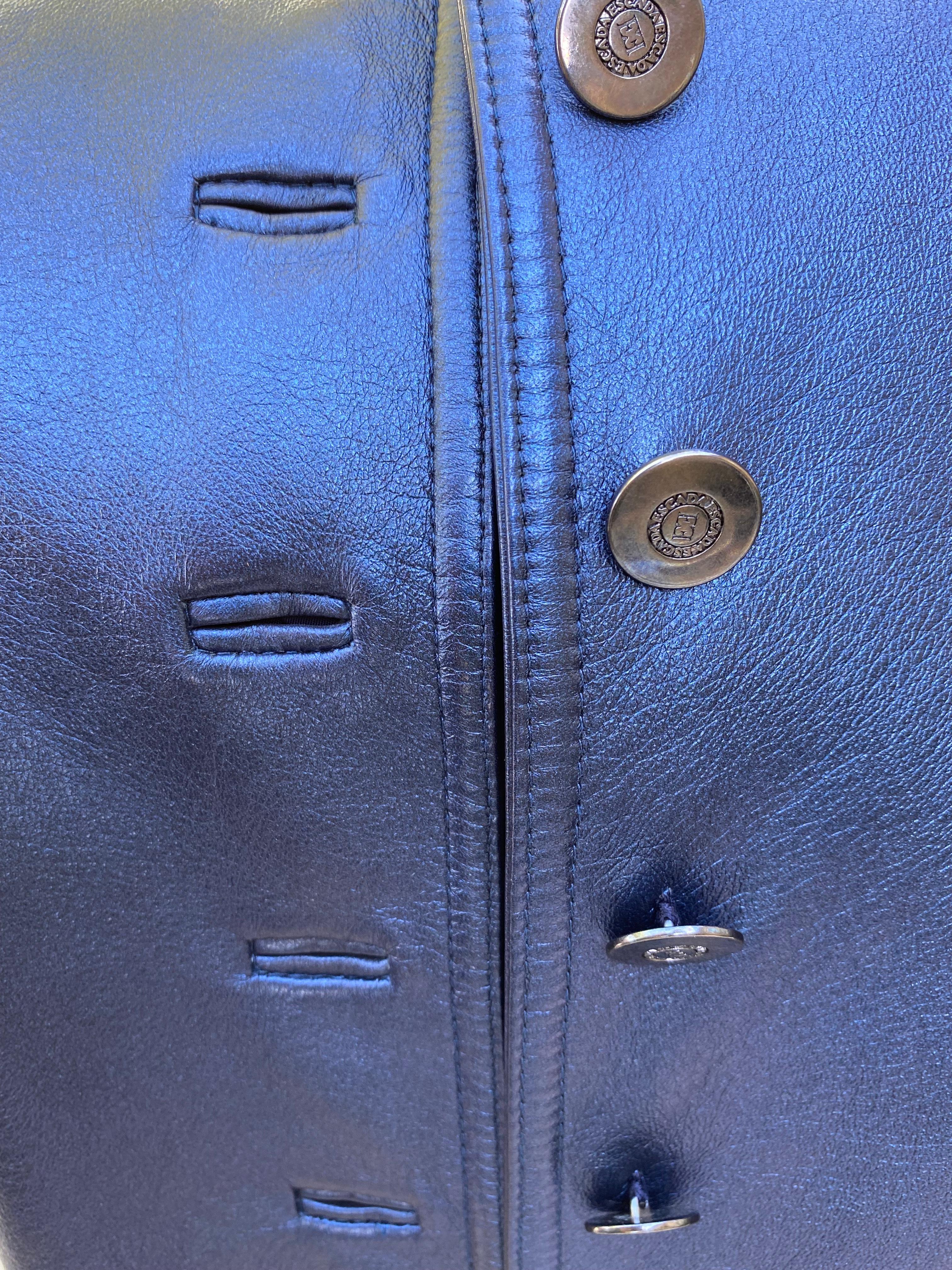 Escada Rare Blue Metallic Leather Tank Dress and Jacket Ensemble Sz 8/38 For Sale 13