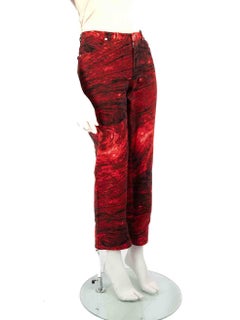 Escada Red Graphic Printed Capri Trousers Size M