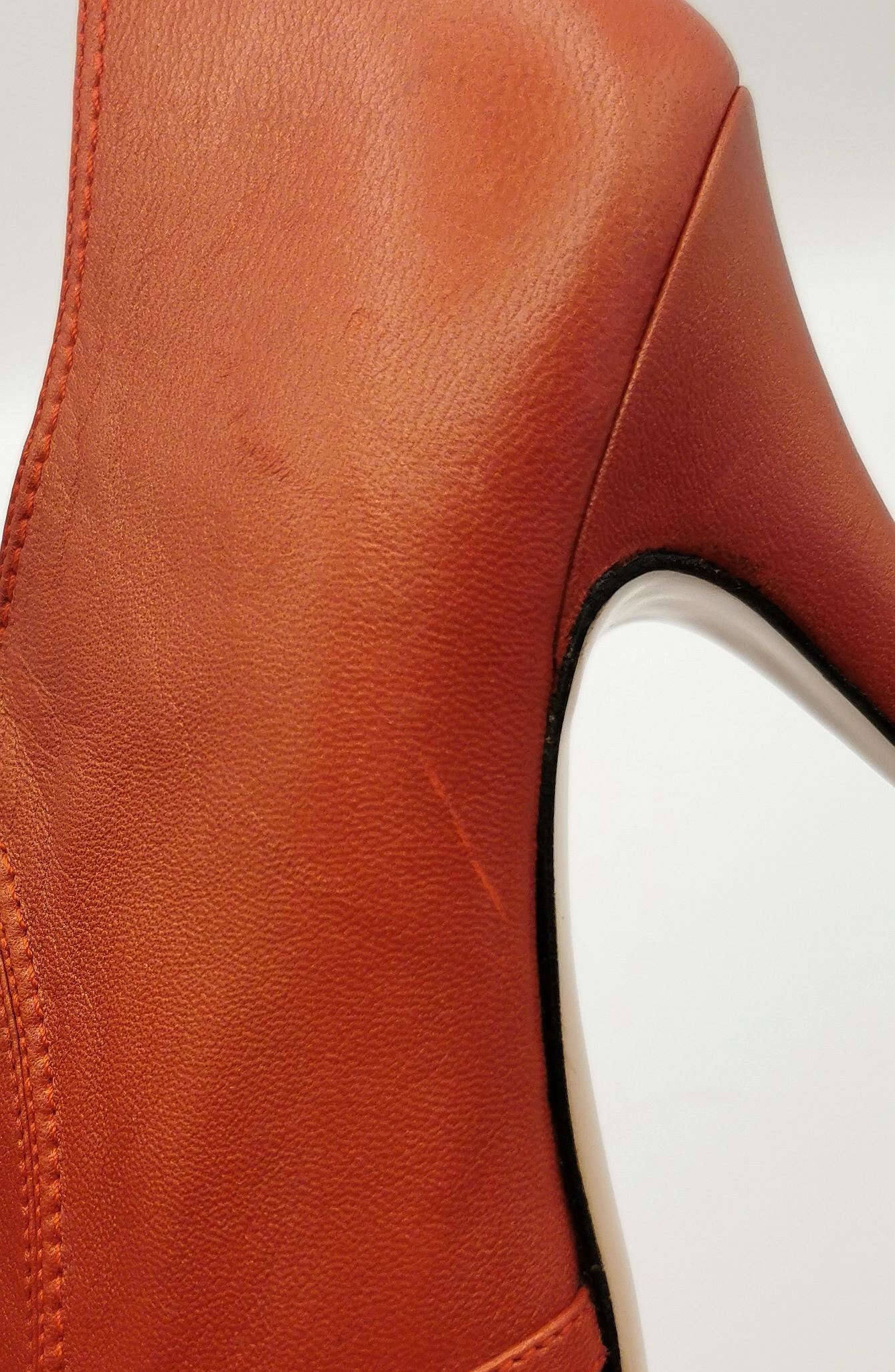Women's Escada Red leather pleat peep toe heels, shoes For Sale