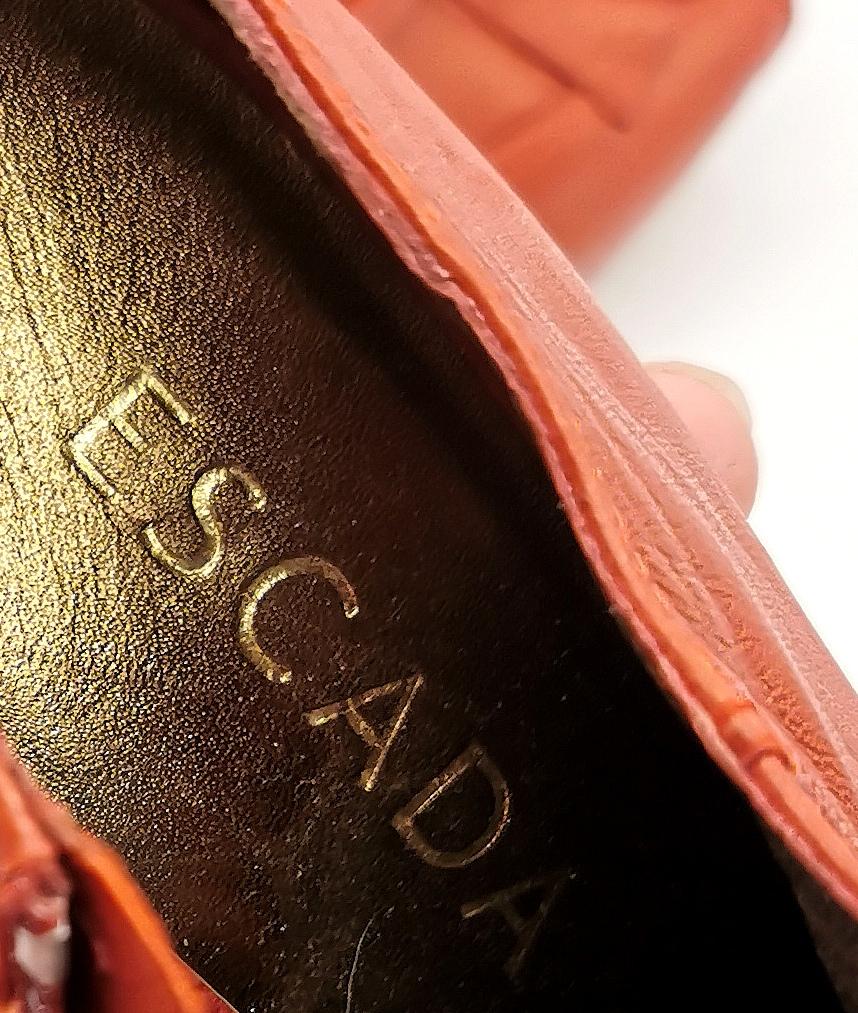 Escada Red leather pleat peep toe heels, shoes For Sale 2