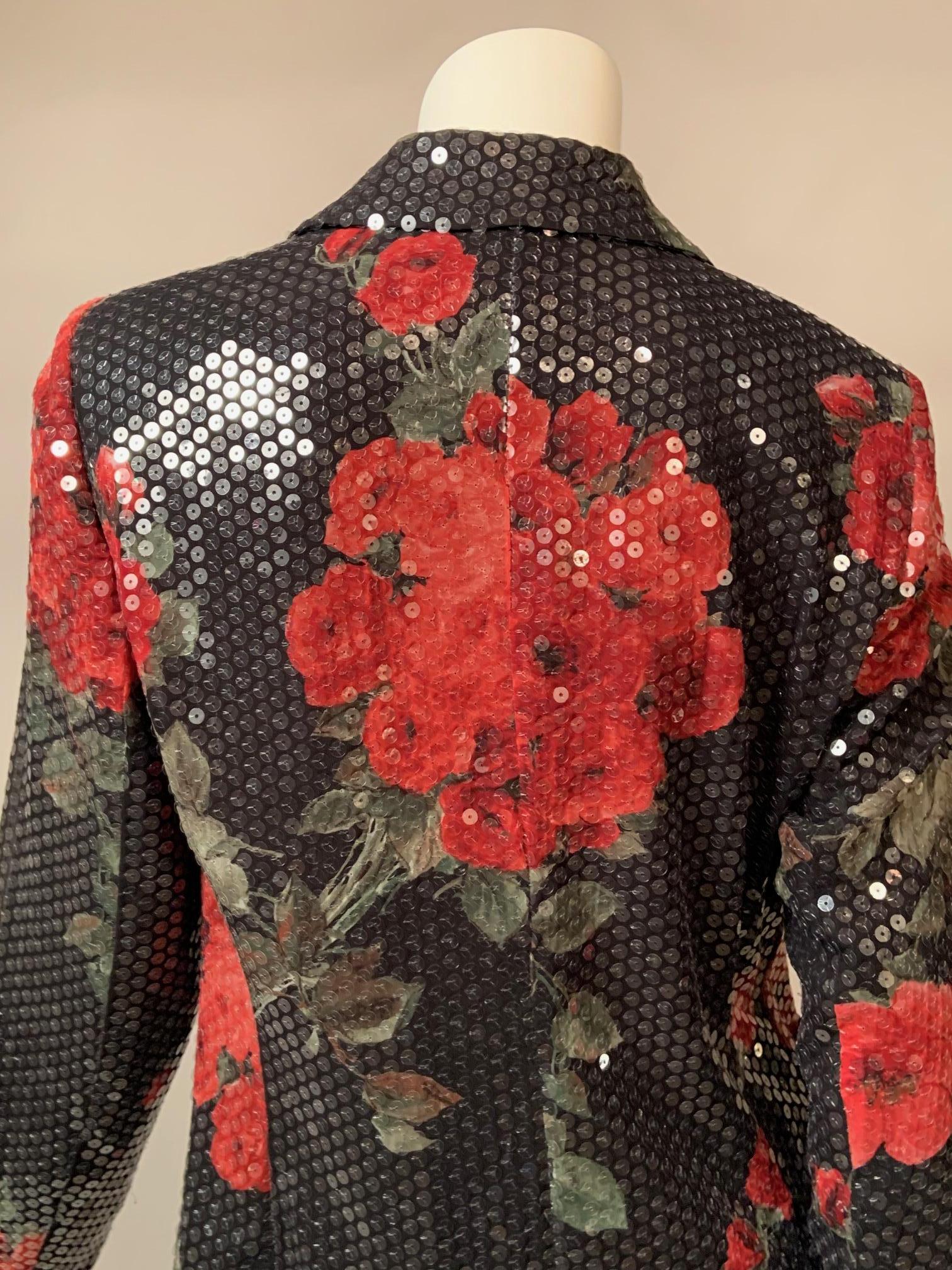 Giacca Escada con stampa rosa e paillettes trasparenti in vendita 7