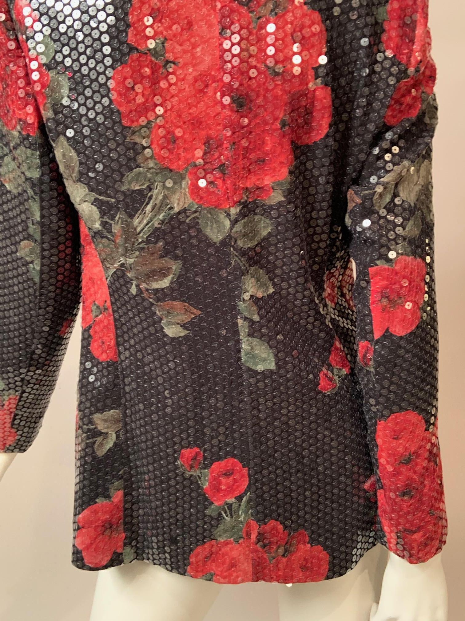 Giacca Escada con stampa rosa e paillettes trasparenti in vendita 8