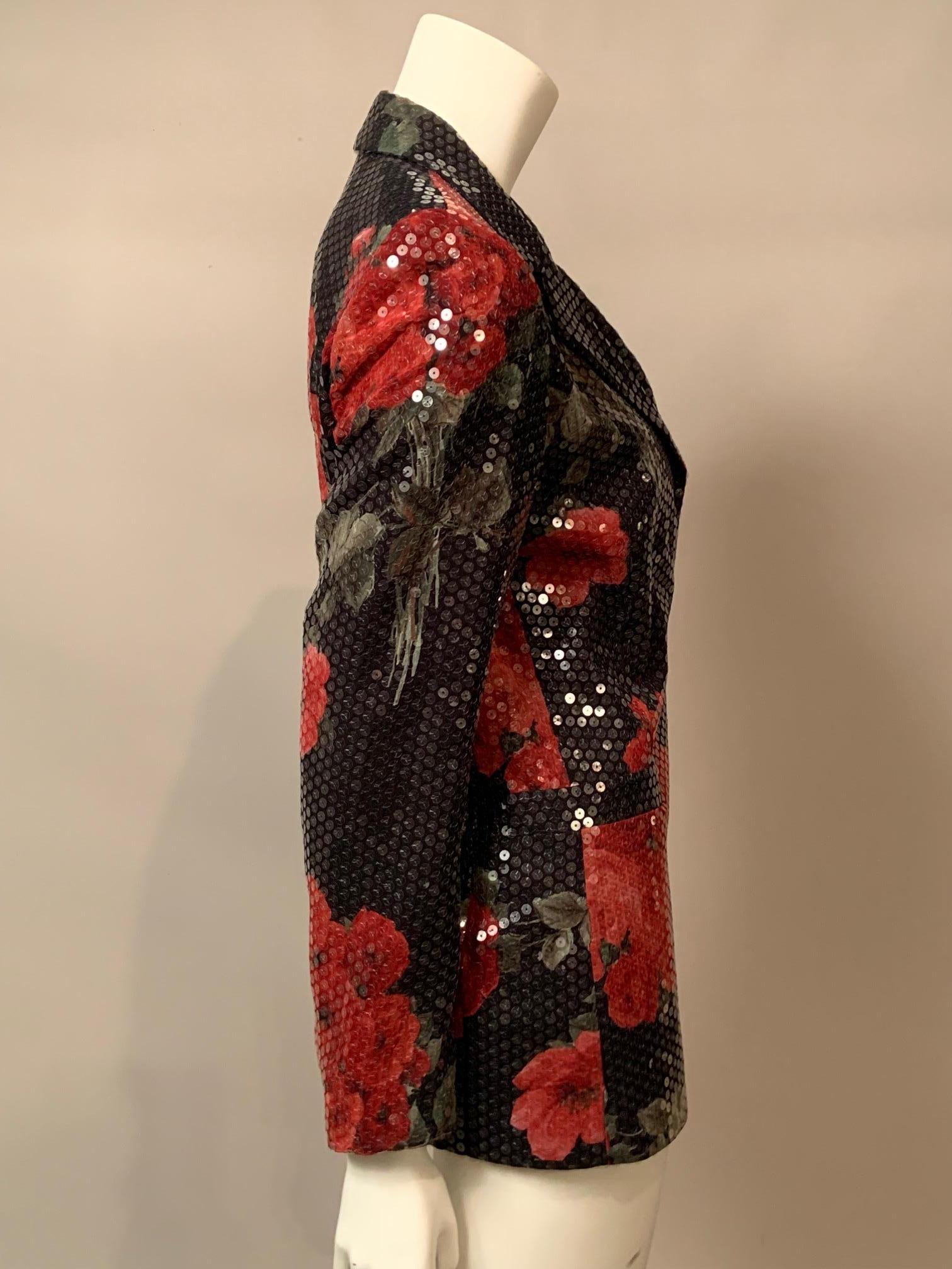 Giacca Escada con stampa rosa e paillettes trasparenti in vendita 9