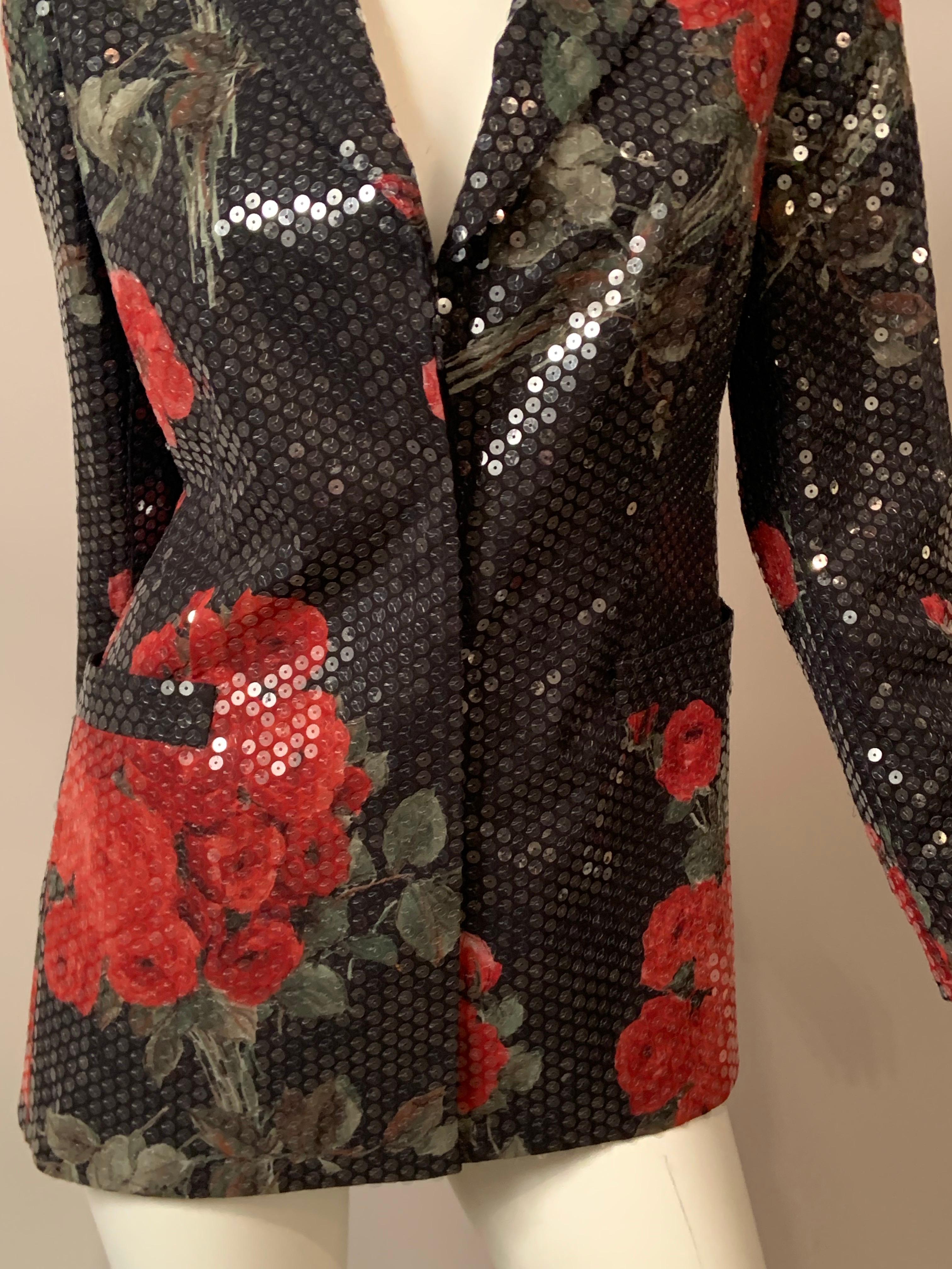 Giacca Escada con stampa rosa e paillettes trasparenti In condizioni ottime in vendita a New Hope, PA