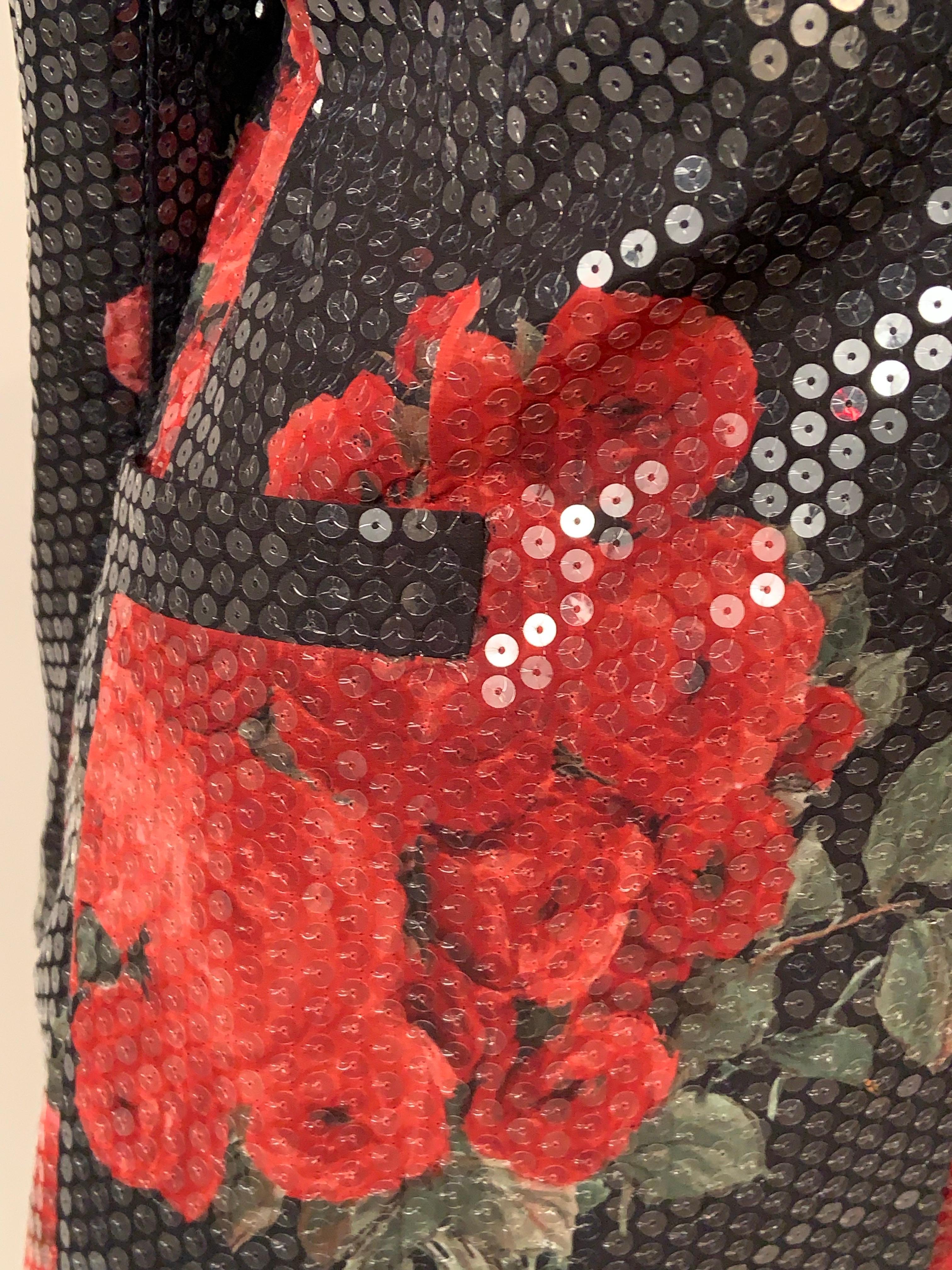 Giacca Escada con stampa rosa e paillettes trasparenti in vendita 1