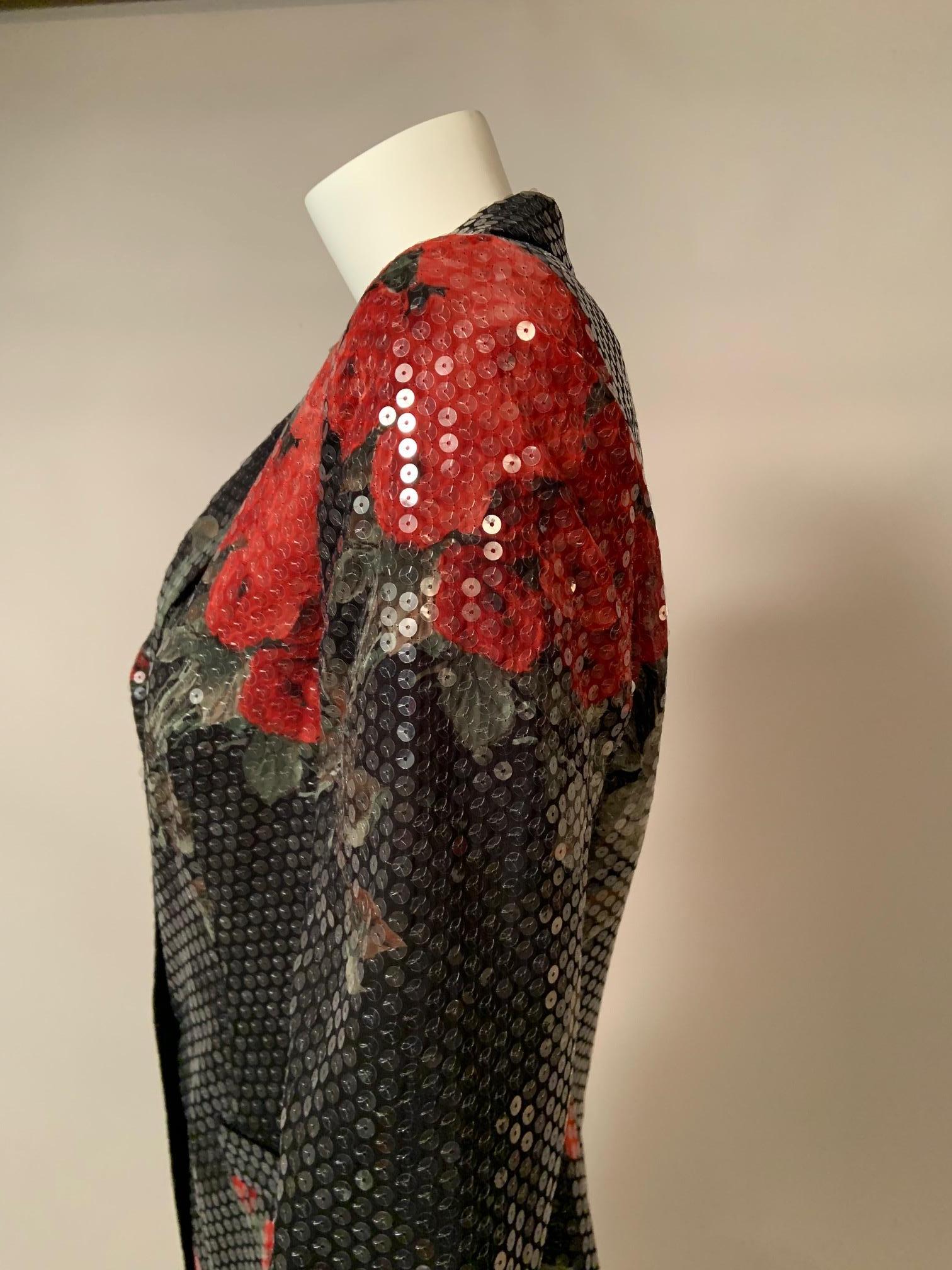 Giacca Escada con stampa rosa e paillettes trasparenti in vendita 4