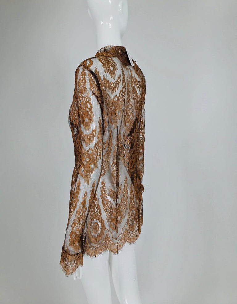 Escada Russet Lace Long Sleeve Blouse at 1stDibs