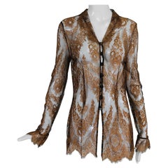 Escada Russet Lace Long Sleeve Blouse