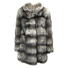 ESCADA RUSSIAN Silver Fox Jacke Mantel in Übergröße