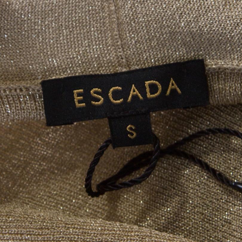 Women's Escada Sandgold Lurex Knit Cropped Samanat Cardigan S