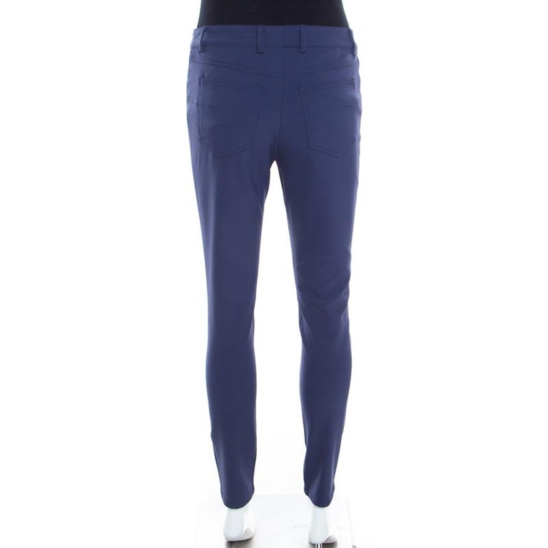 Escada Saphire Blue Stretch Crepe Tapered Tygan Trousers S at 1stDibs